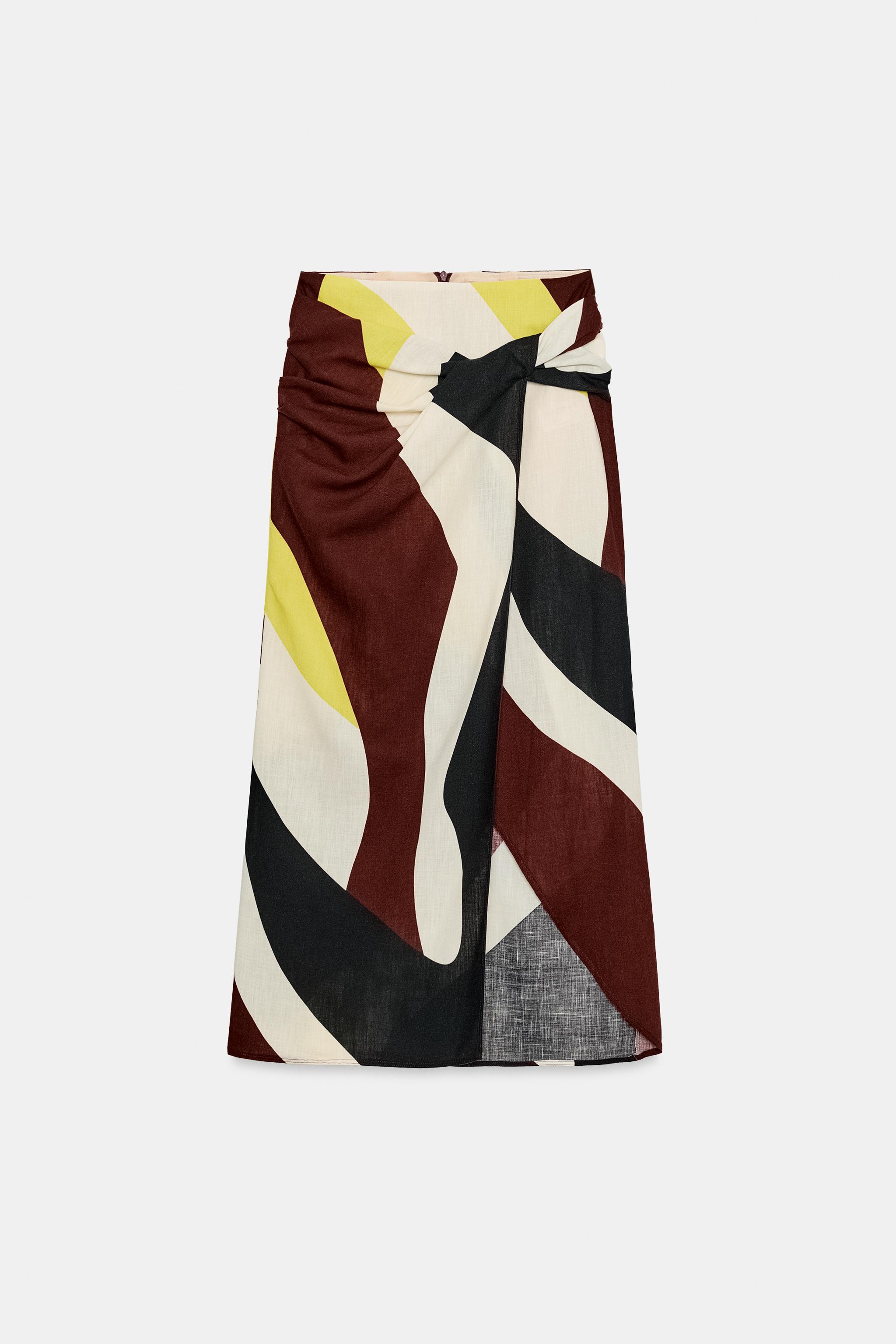 PRINTED PAREO MIDI SKIRT